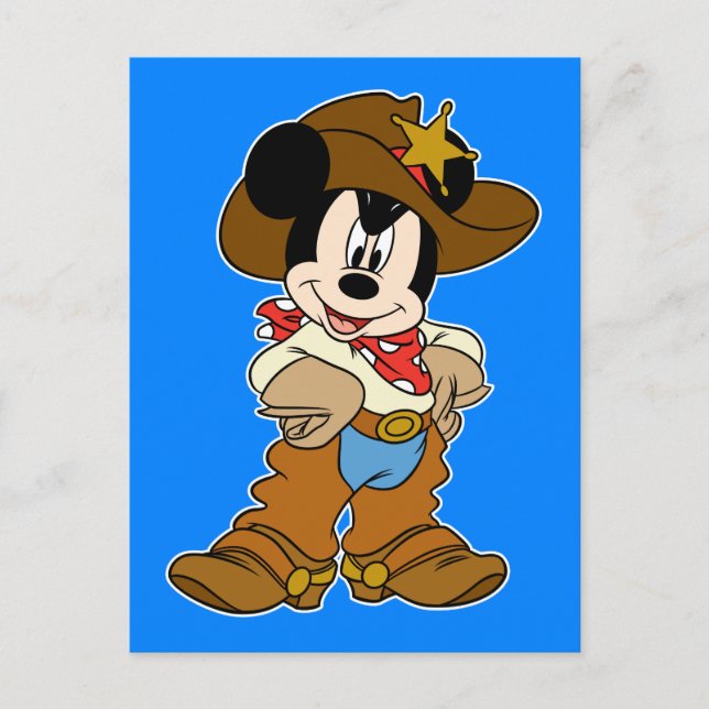 Mickey Mouse the Cowboy Postcard (Front)