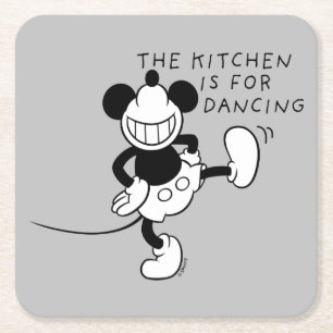 Mickey Mouse   The Kitchen is for Dancing Square Paper Coaster