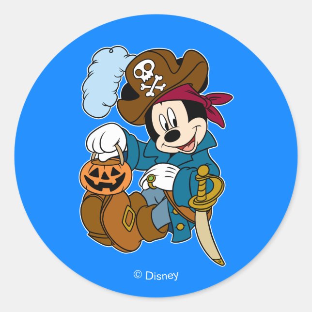 Mickey Mouse the Pirate Classic Round Sticker (Front)