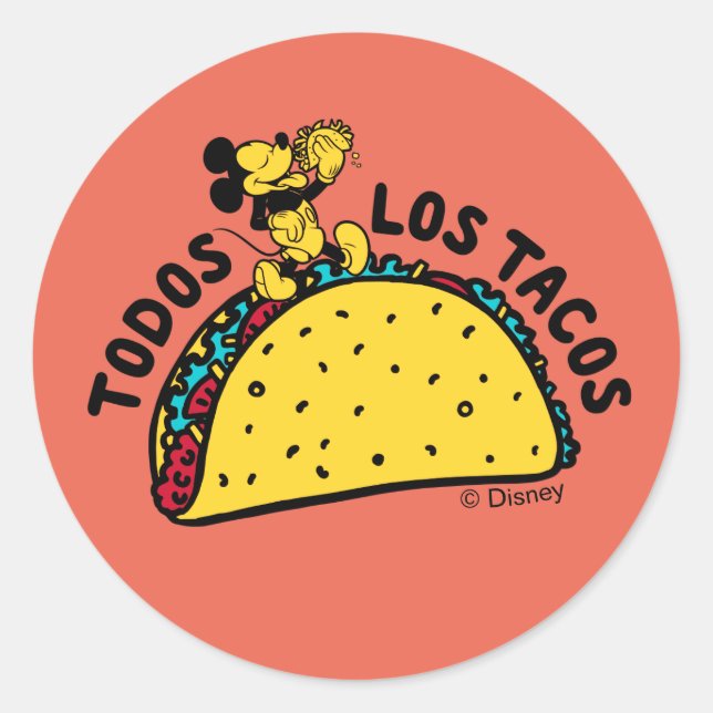 Mickey Mouse Todos Los Tacos Sign Classic Round Sticker (Front)