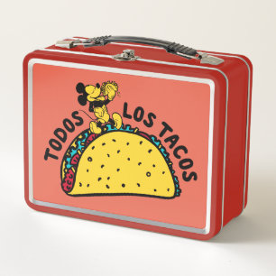 Mickey Mouse Todos Los Tacos Sign Metal Lunch Box