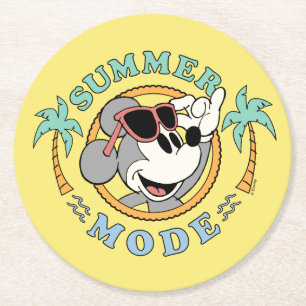 Mickey Mouse   Tropical Summer Mode Round Paper Coaster