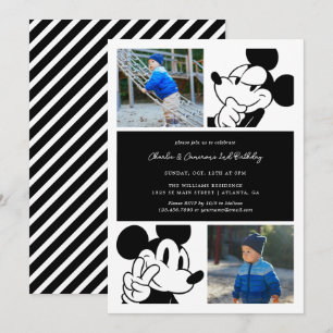 Mickey Mouse Twin Boy's Birthday Invitation