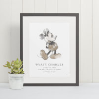 Mickey Mouse Vintage Birth Stats Poster