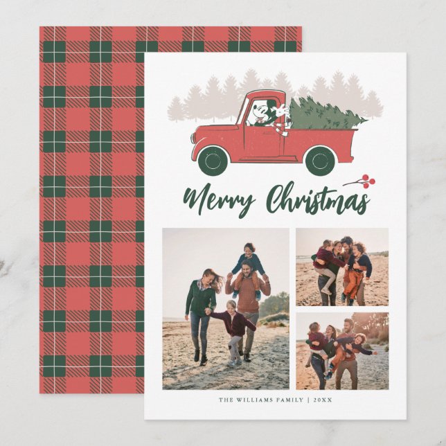 Mickey Mouse Vintage | Christmas Photo Collage Invitation (Front/Back)