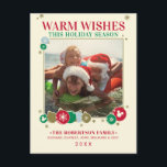 Mickey Mouse Warm Wishes Holiday Postcard<br><div class="desc">Celebrate the Holiday by sending this cute Mickey Mouse Christmas Card to all your family and friends this season. Personalize by adding your favourite family photo and custom text! This Holiday card is perfect for all Disney lovers!</div>