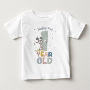 Mickey Mouse Watercolor 1st Birthday Baby T-Shirt