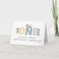 Mickey Mouse Watercolor First Birthday