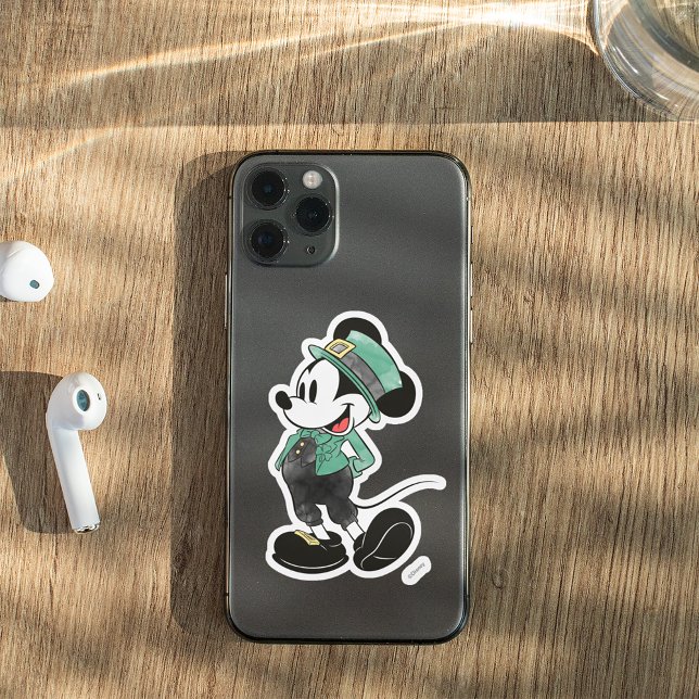 Mickey Mouse | Watercolor St. Patrick's Day (Sticker on phone)