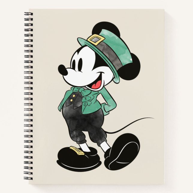 Mickey Mouse | Watercolor St. Patrick's Day Notebook (Front)