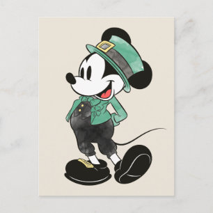 Mickey Mouse   Watercolor St. Patrick's Day Postcard