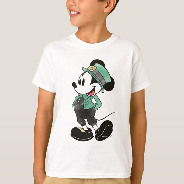 Mickey Mouse | Watercolor St. Patrick's Day T-Shirt (Front)