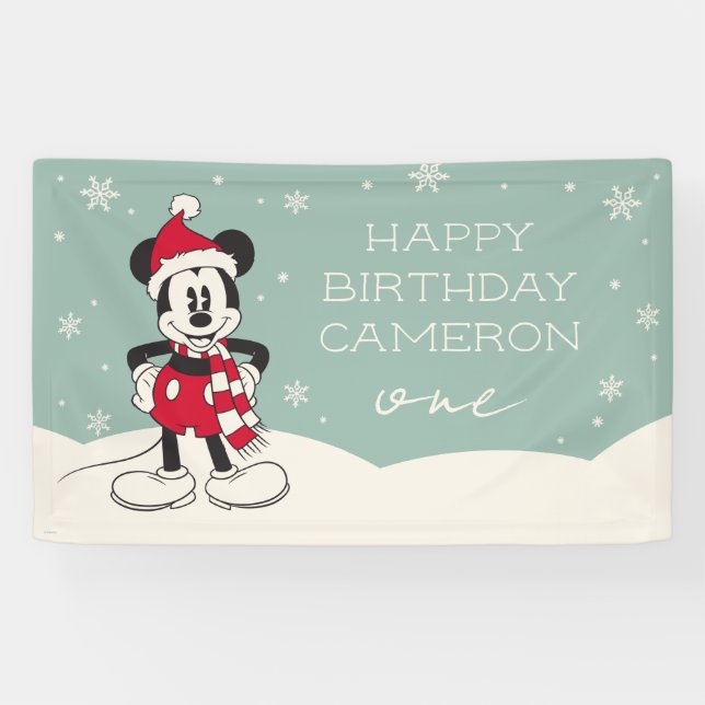 Mickey Mouse Winter Onederland 1st Birthday Banner (Horizontal)