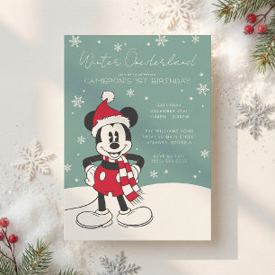 Mickey Mouse Winter Onederland 1st Birthday Invitation