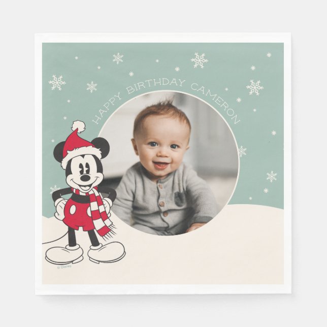 Mickey Mouse Winter Onederland 1st Birthday Napkin (Front)
