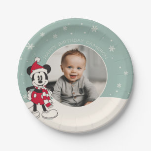 Mickey Mouse Winter Onederland 1st Birthday Paper Plate