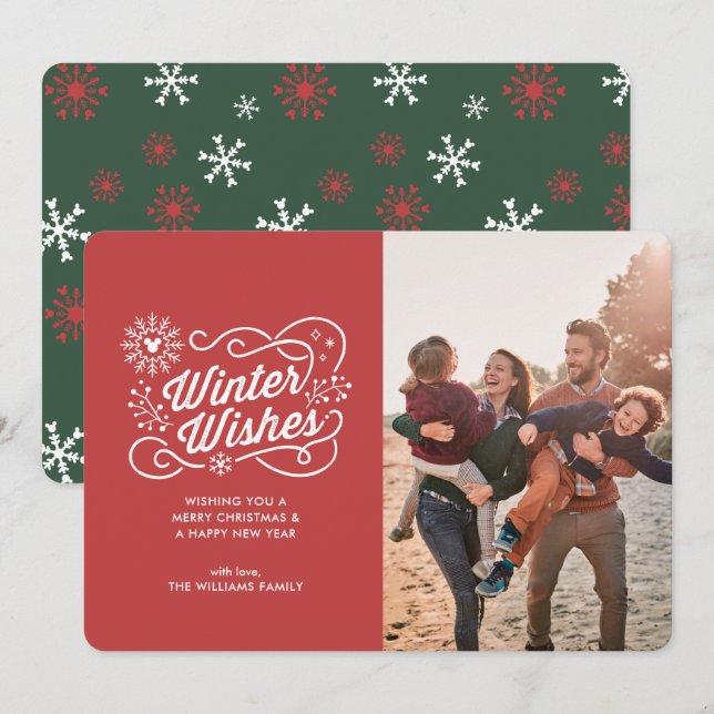 Mickey Mouse | Winter Wishes Family Photo Holiday Invitation (Front/Back)
