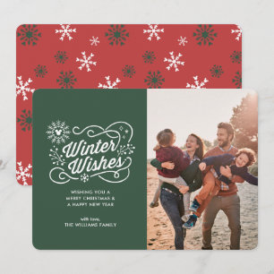 Mickey Mouse   Winter Wishes Family Photo Holiday Invitation