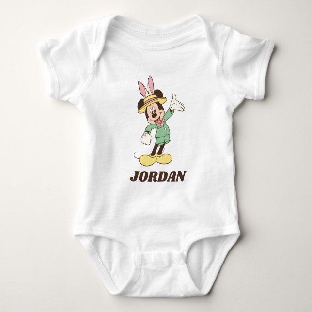 Mickey Mouse with Easter Bunny Ears Baby Bodysuit (Front)