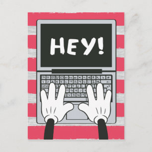 Mickey on Computer - Hey! Postcard