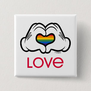 Mickey Rainbow Love 2 Inch Square Button