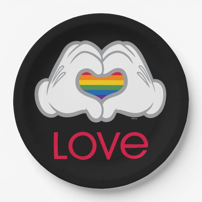 Mickey Rainbow Love Paper Plate (Front)