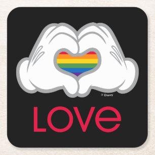 Mickey Rainbow Love Square Paper Coaster