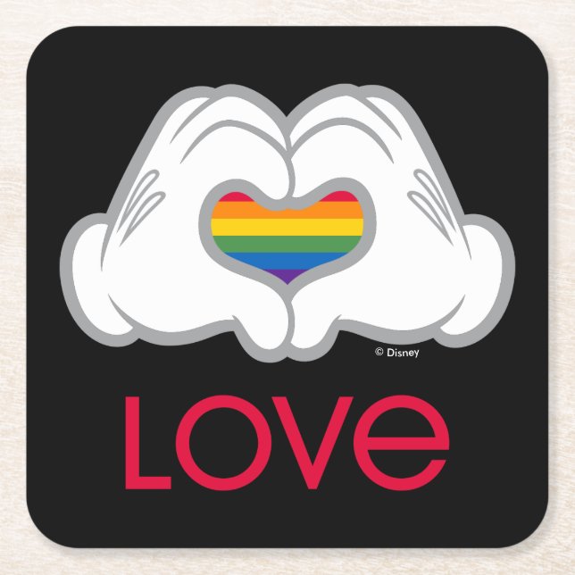 Mickey Rainbow Love Square Paper Coaster (Front)