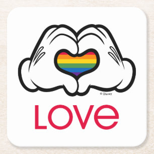 Mickey Rainbow Love Square Paper Coaster