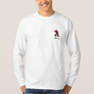 Mickey Silhouette - Maroon   Add Your Name Embroidered Long Sleeve T-Shirt