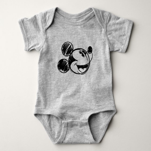 Mickey Sketch Head Baby Bodysuit (Front)