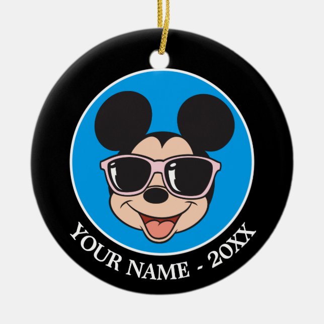Mickey | Smiling Sunglasses Add Your Name Ceramic Ornament (Front)