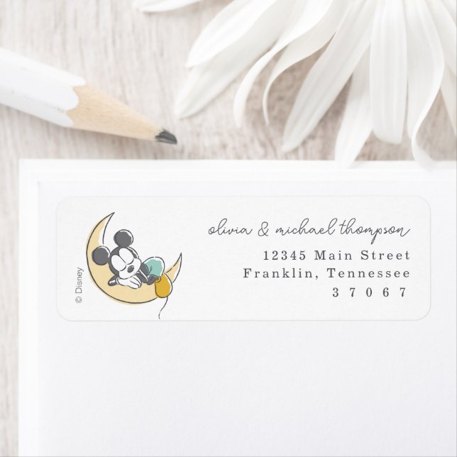 Mickey Souris au-dessus du Baby shower de la Lune (En situation)