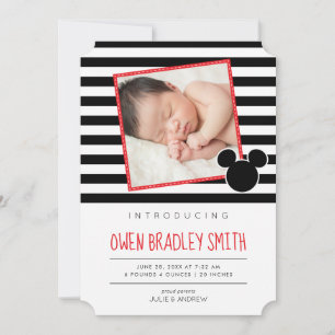 Mickey Souris noir et rouge Faire-part de naissanc