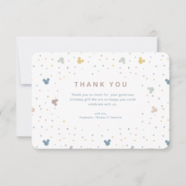 Mickey Souris Polka Dot Aquarelle Merci (Devant)