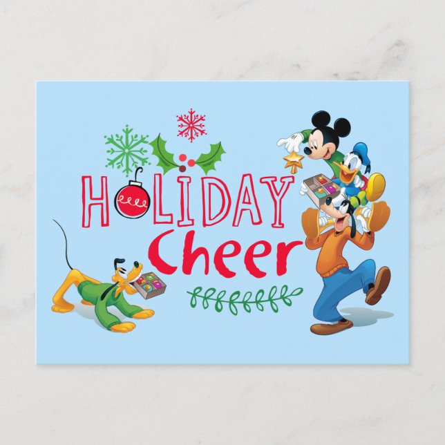 Mickey Spreading Holiday Cheer Postcard (Front)
