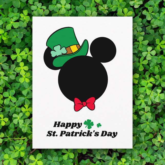 Mickey | St. Patrick's Day Icon Postcard (Postcard on top of clovers)