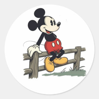 Mickey's Peaceful Fence-Sit Classic Round Sticker