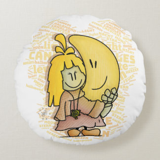 Micol hält den Mond fest Rundes Kissen Round Pillow