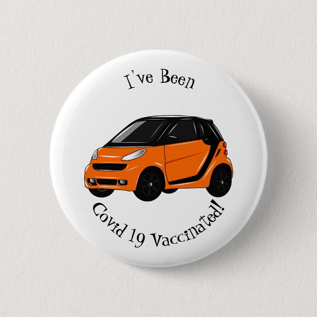 Micro car cartoon illustration 2 inch round button (Front)