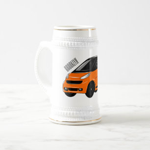 Micro car cartoon illustration beer stein
