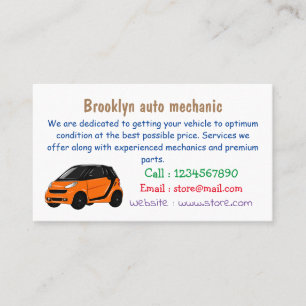 Micro car cartoon illustration business card