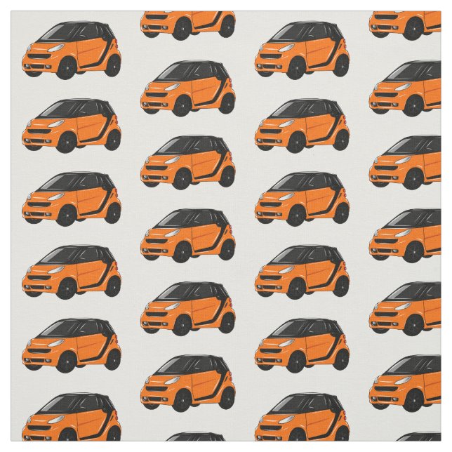 Micro car cartoon illustration fabric (Swatch)