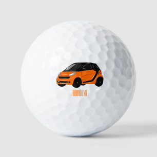 Micro car cartoon illustration golf balls