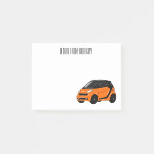 Micro car cartoon illustration post-it notes