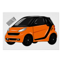 Micro car cartoon illustration