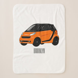 Micro car cartoon illustration sherpa blanket