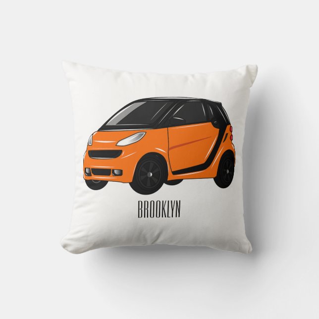 Micro car cartoon illustration throw pillow (Front)
