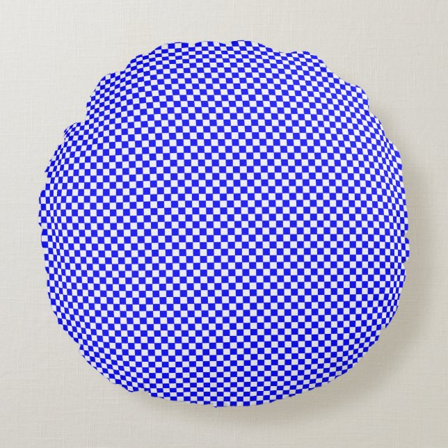 Micro Chequered Grid Pattern Round Pillow (Front)