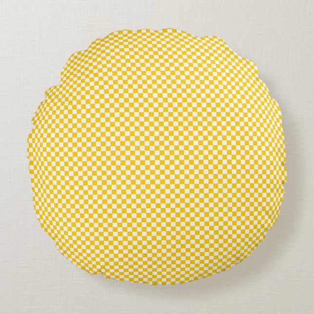 Micro Chequered Grid Pattern Round Pillow (Front)